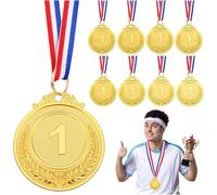 LZMDISU 8 Pcs Medals for Awards, Sports Gold, Silver, and Bronze Medals, Sports Party Decorations Medals for Kids Fun Run Race, Fantasy Football League and Throw a Paper Plate Like a Frisbee