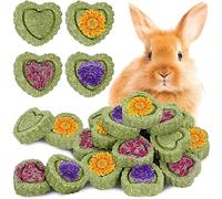 LZMDISU Bunny Chew Toys, Rabbit Chew Treats for Bunny's Teeth, Natural Timothy Hay Cakes for Rabbits, Chinchilla, Hamster, Guinea Pig, Safe Rabbit Chew Toys for Teeth, Pack of 20