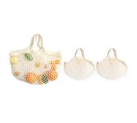 LZMS 3PCS Reusable Vegetable & Fruit Cotton Mesh Bags,Grocery Net Tote,Washable Farmers Market Storage (Short Handle)
