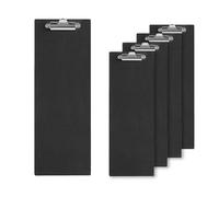 LZMS 4 Packs 4 1/2" x 12 1/2" Black Wood Color Clipboards, Menu Holder, Check Presenter with Clip - Suitable for Presenting Menus, Wine Lists and Daily Specials