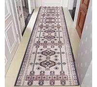 LZMZMQ Farmhouse Boho Hallway Carpet with Rubber Backing & Frame, 18 16 14 12 10 8 6 4 2 Ft Extra Long Non Slip Floor Runner for Bedroom/Balcony/Indoor Kitchen, Brown Area Rug(2X16ft(0.6X4.9m))