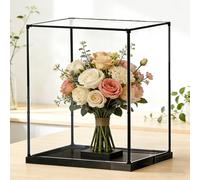 LZMZMQ Transparent Storage Bins with Black Alloy Frame, Visible Acrylic Boxes for Display, Stackable Dust Cover Display Stand for Doll/Model/Memorial Items(50x25x35cm/20x10x14in)