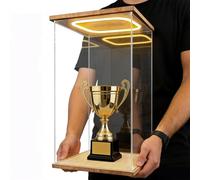 LZMZMQ Trophy Dustproof Protection Showcase, Lighting Acrylic Clear Display Case Boxes, Visible Countertop Storage Box/Dust Cover with Doors(20X20X20cm/8X8X8inch)