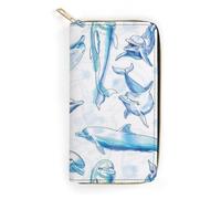 LZNJZ PU Leather Purses, Watercolor Cute Dolphin Purse for Women