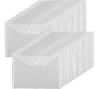 LznYi 32 Pack File Folders - A4 Plastic Wallets Folder - Clear Document Folders Transparent Waterproof Filing Envelopes for A4 Letter Paper Size