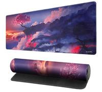 LznYi Cherry Blossom Mouse Pad 31.5x11.8 Inch, Japanese Sakura Mousepad, Non-Slip Rubber Base, Large Desk Mat with Stitched Edges for Gaming Office, 80x30 YingHuaEU