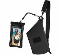 LZONEY Waterproof Phone Pouch 8.3" & Fanny Pack, Waterproof Phone Case Detachable Lanyard Spring Rope for iPhone 16 15 14 13 Pro Max, IPX8 Cellphone Dry Bag Beach Cruise Ship Essentials Black