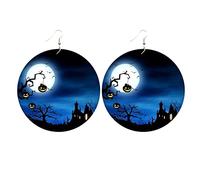 LZPCarra Halloween Wooden Earrings Ornament Bat Hook Earrings for Second Ear Hole, one size, Wood, No Gemstone
