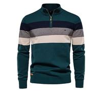 LZPCarra Mens Pullover Jumper - Knit Sweater Men, Winter Stand-Up Collar Tracksuits Quarter-Zip Comfortable Mock Neck Sweatshirt Fleece Knit Stripe Tops Relaxed Fit Long Sleeve Colour Block Sweaters