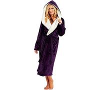 LZPCarra Sauna Gown Women's Hooded House Coat Women's Winter Sleepwear Women's Large Sizes Women Plush Extended Scarf Bathrobe Home Clothing Splicing Long Sleeves Robe Coat Hooded Coat, purple, M