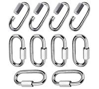 LZPLJLWS Carabiner Pack of 16 M6 Stainless Steel Quick Chain Connectors Rustproof Strong Load Capacity 716 lbs Breaking Load 1432 lbs Outdoor Camping Hammock Locking Ring Silver Versatile