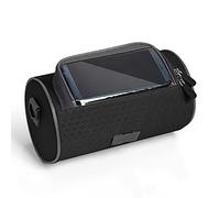 LZQpearl Bike Handlebar Bag, Waterproof Clear Phone Screen Pocket, Bicycle Handlebar Front Frame Storage Basket Pouch with Detachable Shoulder Strap for Road MTB Cycling Outdoor (Black)