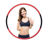 LZQpearl Hula Hoop Adults/kids Exercise, Weighted Hula Rings, Two-color Foam Cotton Shell, Detachable Adjustable Slimming Circle, for Fitness, Weight Loss, Dancing (Red,90cm)