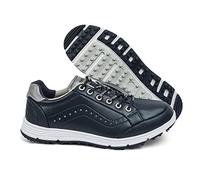 LZQpearl Leather Golf Shoes, Men Waterproof Golf Boots, Professional Anti-Slip Golf Footwears, Outdoor Sneakers for Golfers, Coach, Trainer (Blue,9 (8 UK))