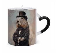 LZQPOEAS 11 Oz Color Changing Mug - Heat Sensitive Ceramic Cup with Heart Handle, A Charming Prairie Dog Coffee Mug Reveals Hidden Design Tea Cup Magic Mugs Funny Gifts for Christmas, Birthday