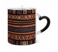 LZQPOEAS 11 Oz Color Changing Mug - Heat Sensitive Ceramic Cup with Heart Handle, African Mud Cloth Tribal Coffee Mug Reveals Hidden Design Tea Cup Magic Mugs Funny Gifts for Christmas, Birthday