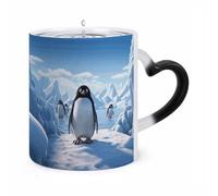 LZQPOEAS 11 Oz Color Changing Mug - Heat Sensitive Ceramic Cup with Heart Handle, Antarctica Ice Coffee Mug Reveals Hidden Design Tea Cup Magic Mugs Funny Gifts for Christmas, Birthday