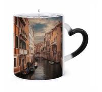 LZQPOEAS 11 Oz Color Changing Mug - Heat Sensitive Ceramic Cup with Heart Handle, Beautiful Venice Canal View Coffee Mug Reveals Hidden Design Tea Cup Magic Mugs Funny Gifts for Christmas, Birthday