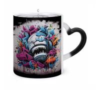 LZQPOEAS 11 Oz Color Changing Mug - Heat Sensitive Ceramic Cup with Heart Handle, Colorful Graffiti Coffee Mug Reveals Hidden Design Tea Cup Magic Mugs Funny Gifts for Christmas, Birthday