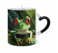 LZQPOEAS 11 Oz Color Changing Mug - Heat Sensitive Ceramic Cup with Heart Handle, Cute Frog Coffee Mug Reveals Hidden Design Tea Cup Magic Mugs Funny Gifts for Christmas, Birthday