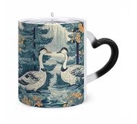 LZQPOEAS 11 Oz Color Changing Mug - Heat Sensitive Ceramic Cup with Heart Handle, Duck in The Woods Coffee Mug Reveals Hidden Design Tea Cup Magic Mugs Funny Gifts for Christmas, Birthday