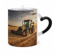 LZQPOEAS 11 Oz Color Changing Mug - Heat Sensitive Ceramic Cup with Heart Handle, Farm Tractor Harvest Coffee Mug Reveals Hidden Design Tea Cup Magic Mugs Funny Gifts for Christmas, Birthday