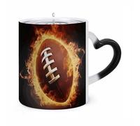 LZQPOEAS 11 Oz Color Changing Mug - Heat Sensitive Ceramic Cup with Heart Handle, Flaming American Football Coffee Mug Reveals Hidden Design Tea Cup Magic Mugs Funny Gifts for Christmas, Birthday