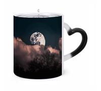 LZQPOEAS 11 Oz Color Changing Mug - Heat Sensitive Ceramic Cup with Heart Handle, Full Moon Coffee Mug Reveals Hidden Design Tea Cup Magic Mugs Funny Gifts for Christmas, Birthday