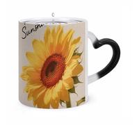 LZQPOEAS 11 Oz Color Changing Mug - Heat Sensitive Ceramic Cup with Heart Handle, Hello Sunshine Floral Coffee Mug Reveals Hidden Design Tea Cup Magic Mugs Funny Gifts for Christmas, Birthday