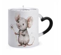 LZQPOEAS 11 Oz Color Changing Mug - Heat Sensitive Ceramic Cup with Heart Handle, Holding Dandelion Coffee Mug Reveals Hidden Design Tea Cup Magic Mugs Funny Gifts for Christmas, Birthday