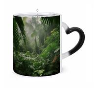 LZQPOEAS 11 Oz Color Changing Mug - Heat Sensitive Ceramic Cup with Heart Handle, Tropical Rainforest Coffee Mug Reveals Hidden Design Tea Cup Magic Mugs Funny Gifts for Christmas, Birthday