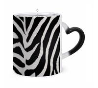 LZQPOEAS 11 Oz Color Changing Mug - Heat Sensitive Ceramic Cup with Heart Handle, Zebra Animal Coffee Mug Reveals Hidden Design Tea Cup Magic Mugs Funny Gifts for Christmas, Birthday