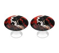 LZQPOEAS 2 Pack Black and Red Marble Drawer Knobs - 1.1 Inch Stainless Steel Cabinet Hardware Round Kitchen Cabinet Handles Elegant Dresser Pulls for Kitchen, Cupboard, Closet, Furniture