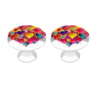 LZQPOEAS 2 Pack Colourful Heart Drawer Knobs - 1.1 Inch Stainless Steel Cabinet Hardware Round Kitchen Cabinet Handles Elegant Dresser Pulls for Kitchen, Cupboard, Closet, Furniture