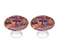 LZQPOEAS 2 Pack Hippie Art Mushrooms Drawer Knobs - 1.1 Inch Stainless Steel Cabinet Hardware Round Kitchen Cabinet Handles Elegant Dresser Pulls for Kitchen, Cupboard, Closet, Furniture