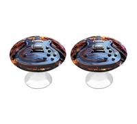 LZQPOEAS 2 Pack Magic Electric Guitar Music Drawer Knobs - 1.1 Inch Stainless Steel Cabinet Hardware Round Kitchen Cabinet Handles Elegant Dresser Pulls for Kitchen, Cupboard, Closet, Furniture