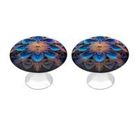 LZQPOEAS 2 Pack Rectangle Mandala Drawer Knobs - 1.1 Inch Stainless Steel Cabinet Hardware Round Kitchen Cabinet Handles Elegant Dresser Pulls for Kitchen, Cupboard, Closet, Furniture