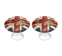 LZQPOEAS 2 Pack Vintage Union Jack British Flag Drawer Knobs - 1.1 Inch Stainless Steel Cabinet Hardware Round Kitchen Cabinet Handles Elegant Dresser Pulls for Kitchen, Cupboard, Closet, Furniture