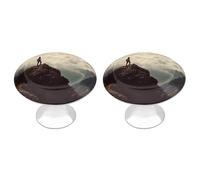 LZQPOEAS 2 Pack Woman on A Top Mountain Drawer Knobs - 1.1 Inch Stainless Steel Cabinet Hardware Round Kitchen Cabinet Handles Elegant Dresser Pulls for Kitchen, Cupboard, Closet, Furniture