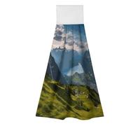 LZQPOEAS 2PCS Hanging Kitchen Towels - Switzerland Alps Hand Towels with Hanging Loop Highly Absorbent Dish Cloth Fast Drying Bath Towel Kitchen Tie Towel for Bathroom, Cooking