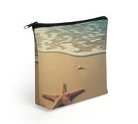 LZQPOEAS 3D Beautiful Starfish on Beach Sand Makeup Bag Cute Zippered Cosmetic Pouch Travel Toiletry Organizer Waterproof Cosmetic Pouch Portable Toiletry Pouch Gift for Mom Teacher Friends
