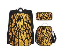 LZQPOEAS 3PCS Animal Giraffe Print Backpack Sets with Insulated Lunch Bag Pencil Case, 17inch Lightweight Laptop Backpack Shoulder Lunch Box and Pencil Bag for Women Men Travel Bags