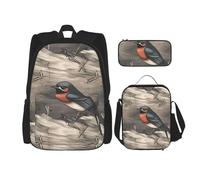 LZQPOEAS 3PCS Barn swallow in graphite Backpack Sets with Insulated Lunch Bag Pencil Case, 17inch Lightweight Laptop Backpack Shoulder Lunch Box and Pencil Bag for Women Men Travel Bags