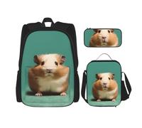 LZQPOEAS 3PCS Cute and weird hamster Backpack Sets with Insulated Lunch Bag Pencil Case, 17inch Lightweight Laptop Backpack Shoulder Lunch Box and Pencil Bag for Women Men Travel Bags
