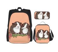 LZQPOEAS 3PCS Two guinea pigs hanging out Backpack Sets with Insulated Lunch Bag Pencil Case, 17inch Lightweight Laptop Backpack Shoulder Lunch Box and Pencil Bag for Women Men Travel Bags
