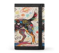 LZQPOEAS A Dog with Messy Drawings Wallet Slim Compact Stylish Trifold Wallet for Men Women Minimalist Front Pocket Travel Divided Billfold