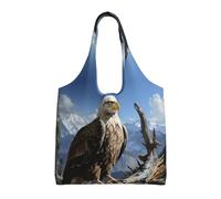 LZQPOEAS A lone eagle Canvas Tote Bag for Women Men Reusable Grocery Bags Foldable Lightweight Shopping Bags Large Canvas Bags with Handles Computer Shoulder Bag