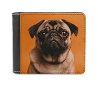 LZQPOEAS A Pug Wallet Extra Capacity Slim Bifold Wallet with Multiple Card Slots Men's Leather Wallets Travel Billfold