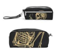 LZQPOEAS A Skeleton with Burning Cigarette Slim Single Piece Design Makeup Bag Multi-purpose Single Piece Cosmetic Pouch Small Cosmetic Pouch Lightweight Travel Small Cosmetic Bag