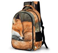 LZQPOEAS A Sleeping Fox Backpack for Travel Double-Layer Design Leak-Proof Lightweight Portable Travel Bag Water Resistant Rucksack For Men Women Bookbag